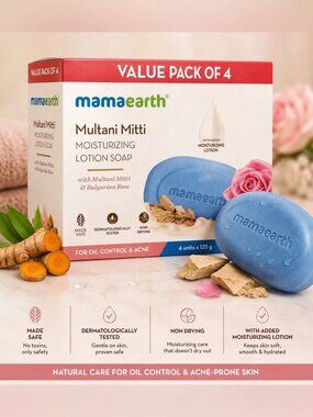 Discontinued Earth Multani Mitti Moisturizing Lotion Soap Blue White - OS